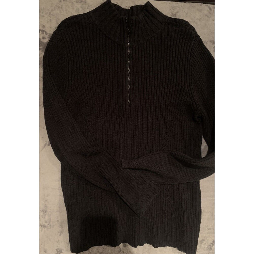 Liz & Co Woman 1X Black 1/4 Zip Pullover Ne Neck Sweater Large Heritage - Picture 2 of 12